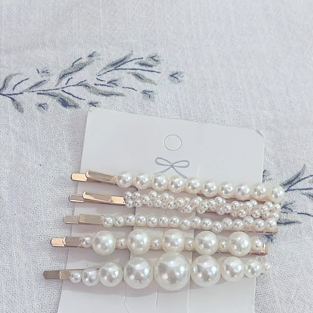 x5 Set Gold Pearl Hair Pins NWT
